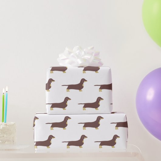 teckel chocolade en tan silhouet cadeaupapier (Feestgeschenken)