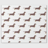 teckel chocolade en tan silhouet cadeaupapier (Vlak)