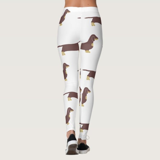 teckel chocolade en tan silhouet leggings (Achterkant)