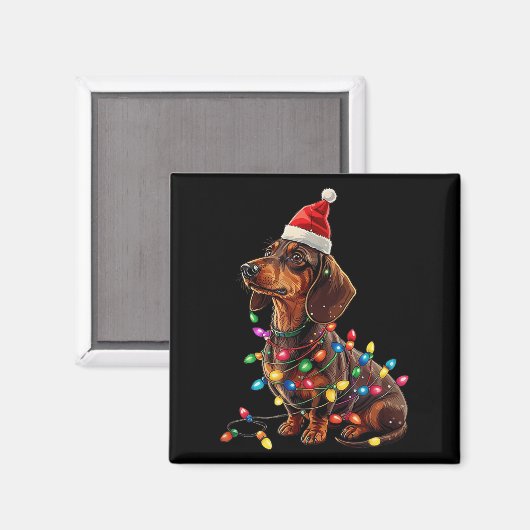 Teckel Christmas Weiner Dog Xmas Pyjama Schattige  Magneet (Voorkant / Achterkant)