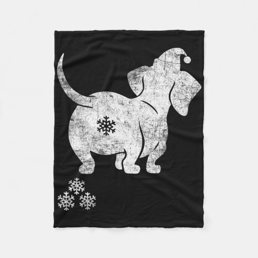 Teckel Christmas Weiner Hond Kerst Pyjama F Fleece Deken (Voorkant)