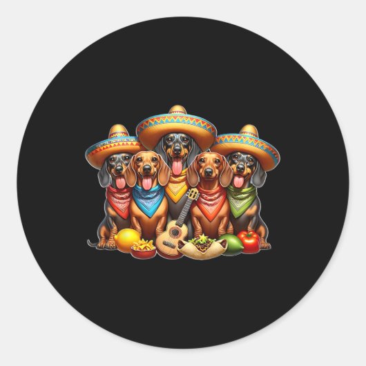 Teckel Cinco De Mayo Wiener Dog Ronde Sticker (Voorkant)