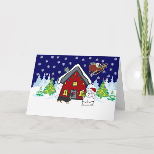 Teckel Country Christmas Feestdagen Kaart (Voorkant)