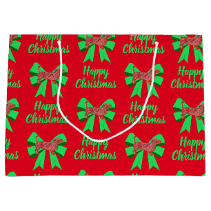 Teckel Daxie Christmas Dog & Green Bow Groot Cadeauzakje