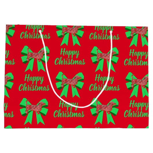 Teckel Daxie Christmas Dog & Green Bow Groot Cadeauzakje (Achterkant)