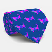 Teckel Daxie Hond Roze Silhouet Blauwe Hals Stropdas (Opgerold)