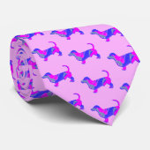 Teckel Daxie Hond Roze Silhouet Roze Hals Stropdas (Opgerold)