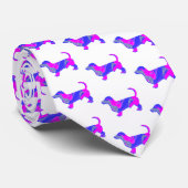 Teckel Daxie Hond Roze Silhouet Witte Hals Stropdas (Opgerold)