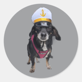 Teckel de Zee Captain Ronde Sticker