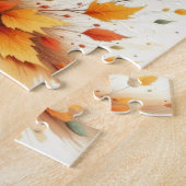 Teckel die in de herfstbladeren speelt legpuzzel (Zijkant)