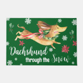Teckel door de Schattigee sneeuwhond Kerst Deurmat (Voorkant)