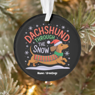 Teckel Door de Sneeuw Grappige Kersthond Ornament