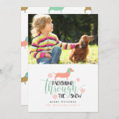 Teckel Door de Sneeuw Kerstkaarten Feestdagenkaart (Voorkant / Achterkant)