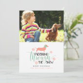 Teckel Door de Sneeuw Kerstkaarten Feestdagenkaart (Staand voorkant)