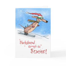 Teckel door de sneeuw Vrolijk Kerstfeest