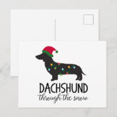 Teckel door de sneeuwpaal Kaart, Kerst Feestdagenkaart (Voorkant / Achterkant)