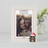 Teckel door de Waterverf van de sneeuw Folie Feestdagenkaart (Staand Voorkant)