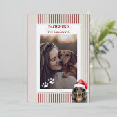 Teckel door de Waterverf van de sneeuw Folie Feestdagenkaart (Staand Voorkant)