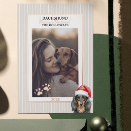 Teckel door de Waterverf van de sneeuw Folie Feestdagenkaart