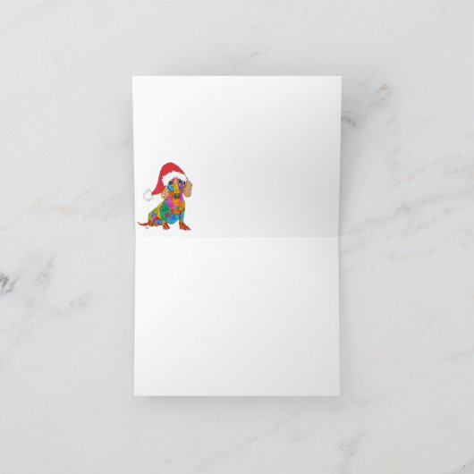 Teckel door het Snow Christmas Wenskaart Kaart (Binnen)