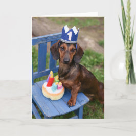 Teckel Doxie Verjaardag Kaart Weiner Hond Puppy