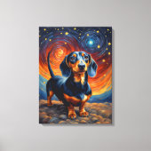 Teckel Doxie Weiner Dog Artsy Canvas Afdruk (Voorkant)