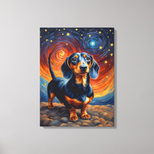 Teckel Doxie Weiner Dog Artsy Canvas Afdruk (Voorkant)