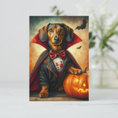 Teckel Dracula Halloween Uitnodigingen (Staand voorkant)