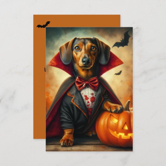 Teckel Dracula Halloween Uitnodigingen (Voorkant / Achterkant)