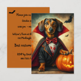 Teckel Dracula Halloween Uitnodigingen