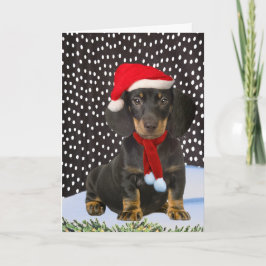 Teckel Een Sneeuwdag Kerst Kaart