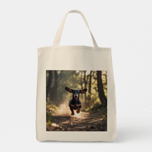 Teckel Elegante Kruidenier Canvas tas (Achterkant)