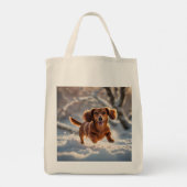 Teckel Elegante Kruidenier Canvas tas (Achterkant)