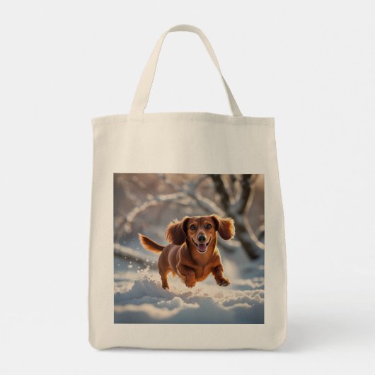 Teckel Elegante Kruidenier Canvas tas (Achterkant)