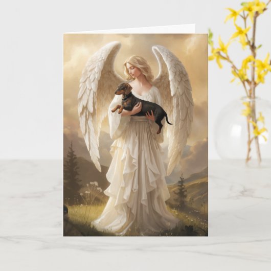 Teckel en Angel Kaart (Gele Bloem)