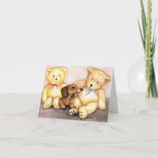 "Teckel en Beer Vrienden" Dog Art Notecard Kaart