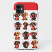 Teckel en Rode Hart Valentijn Waterverf Case-Mate iPhone Case (Achterkant)