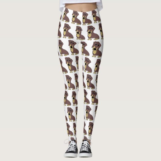 teckel en tan-cartoon leggings (Voorkant)