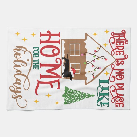 Teckel: Er is geen plek zoals thuis Theedoek (Horizontaal)