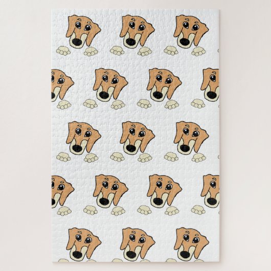 teckel fawn and cream peeking cartoon legpuzzel (Verticaal)