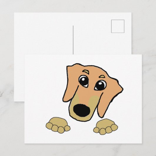 teckel fawn and tan peeking cartoon briefkaart (Voorkant / Achterkant)