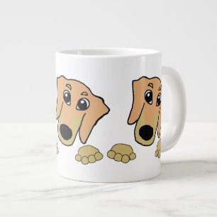 teckel fawn and tan peeking cartoon grote koffiekop