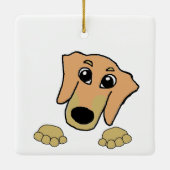teckel fawn and tan peeking cartoon keramisch ornament (Achterkant)