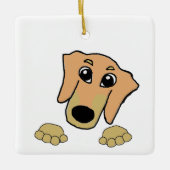 teckel fawn and tan peeking cartoon keramisch ornament (Voorkant)