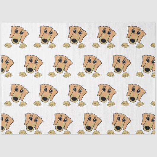 teckel fawn and tan peeking cartoon tissuepapier (Voorkant)