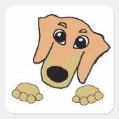 teckel fawn and tan peeking cartoon vierkante sticker (Voorkant)