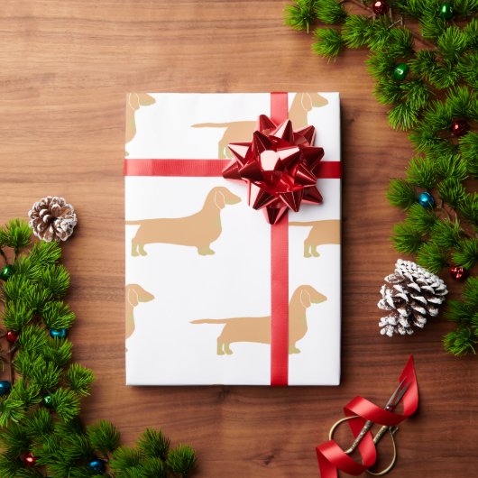 teckel fawn en tan silhouet cadeaupapier (Feestdagen Geschenken)
