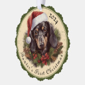Teckel Foto Kerst Papier Ornament Kaart (Links)
