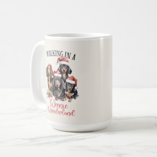 Teckel Funny Christmas Dog Coffee Mok (Voorkant links)