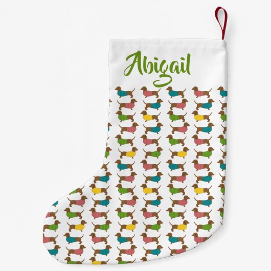 Teckel Gepersonaliseerde Kerst (2-zijdig) Patroon Kleine Kerstsok (Achterkant)